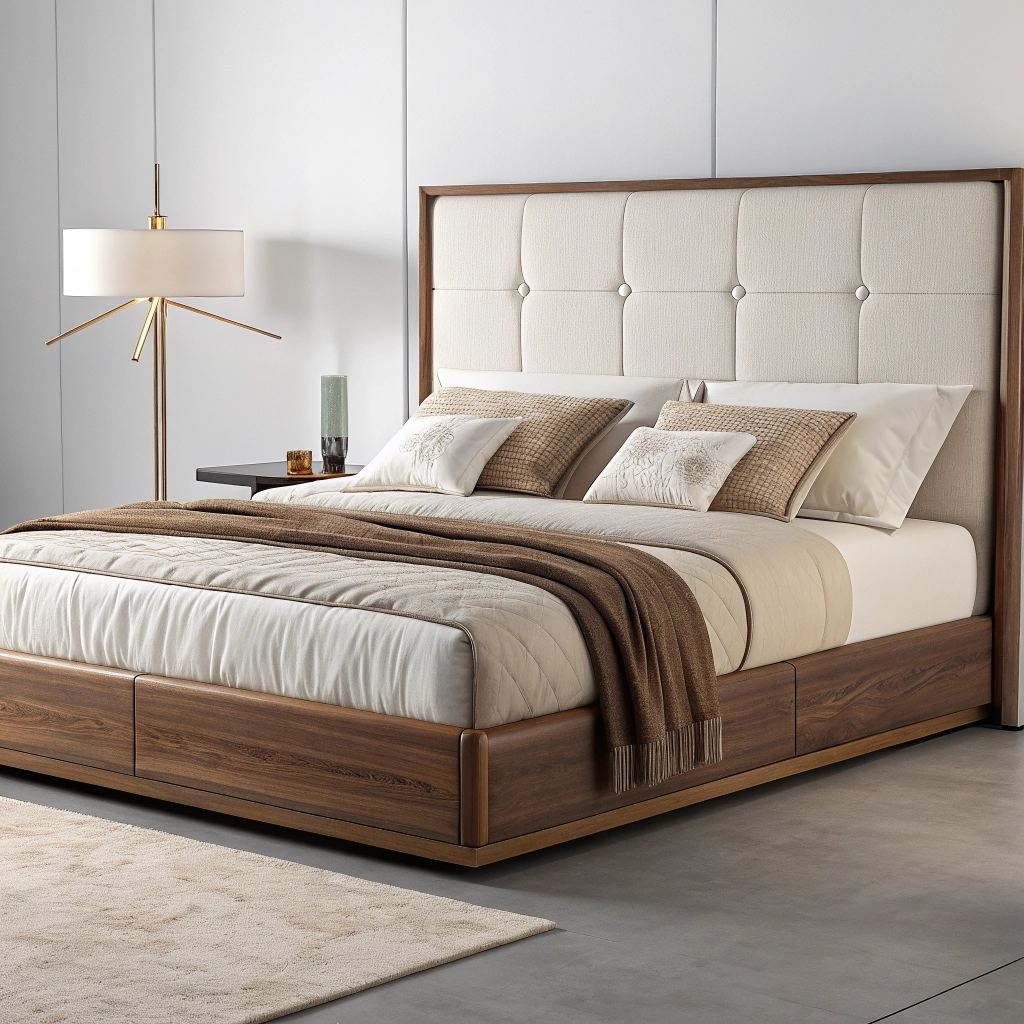King Size Bed - Luxury walnut frame