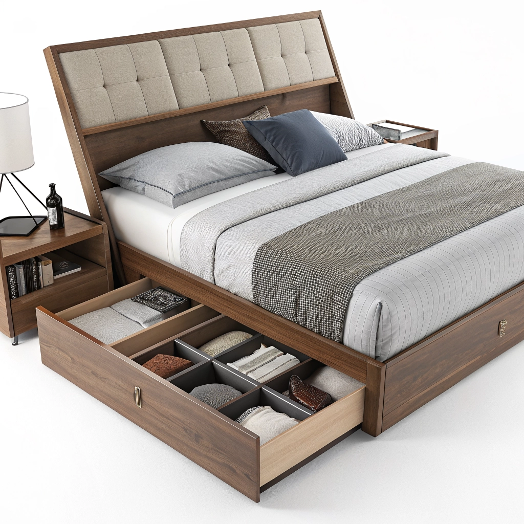 Modern Designer Bed - Sleek storage design